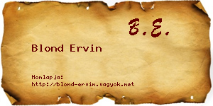 Blond Ervin névjegykártya